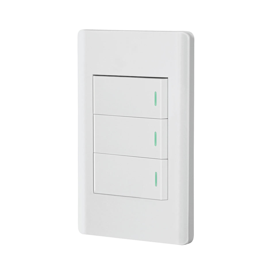 Placa armada blanca 2 interruptores 1 de 3 vías 1 mód, Lisbo Caja con 3, 47957