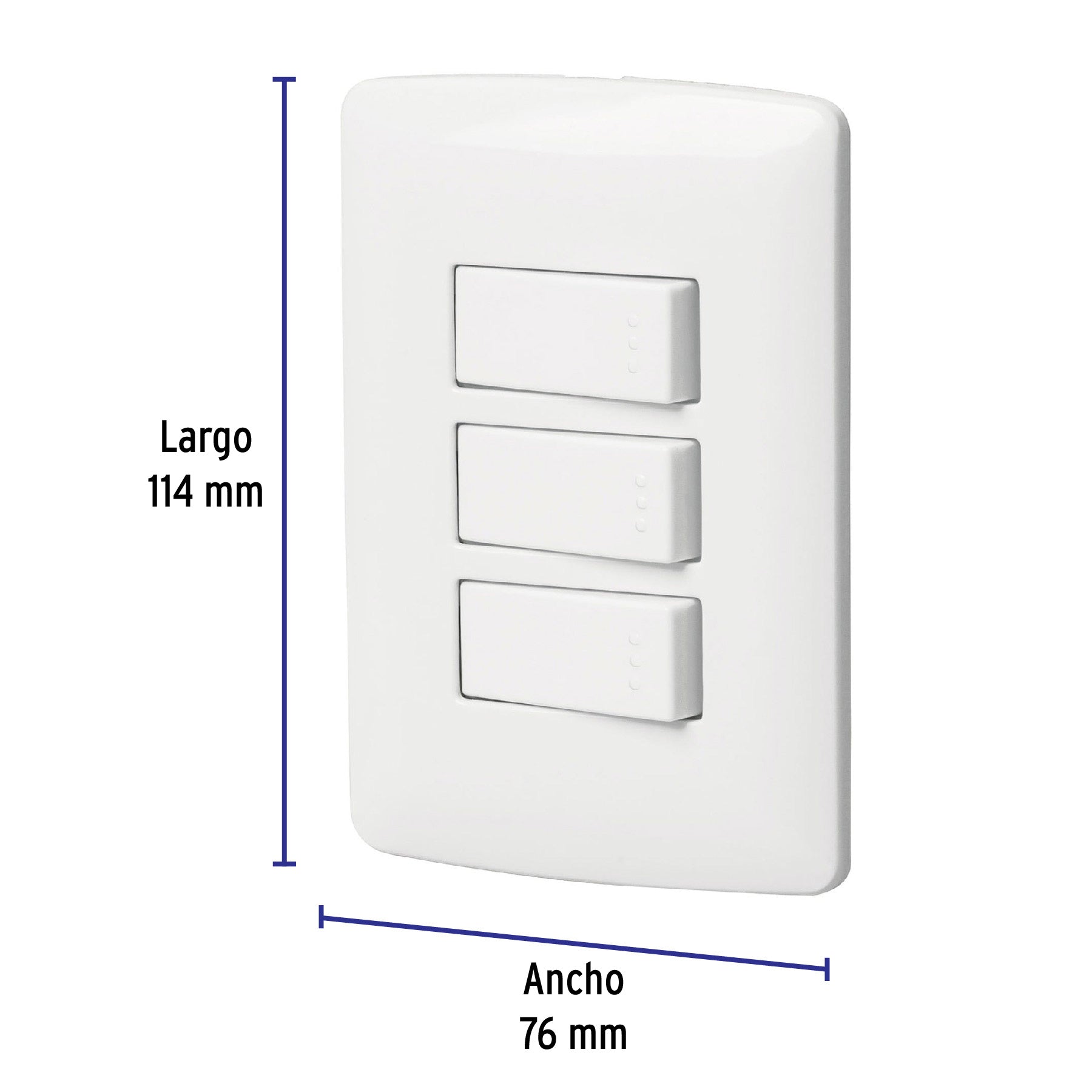 Placa armada 3 interruptores sencillos,blanco,línea Italiana, 46463