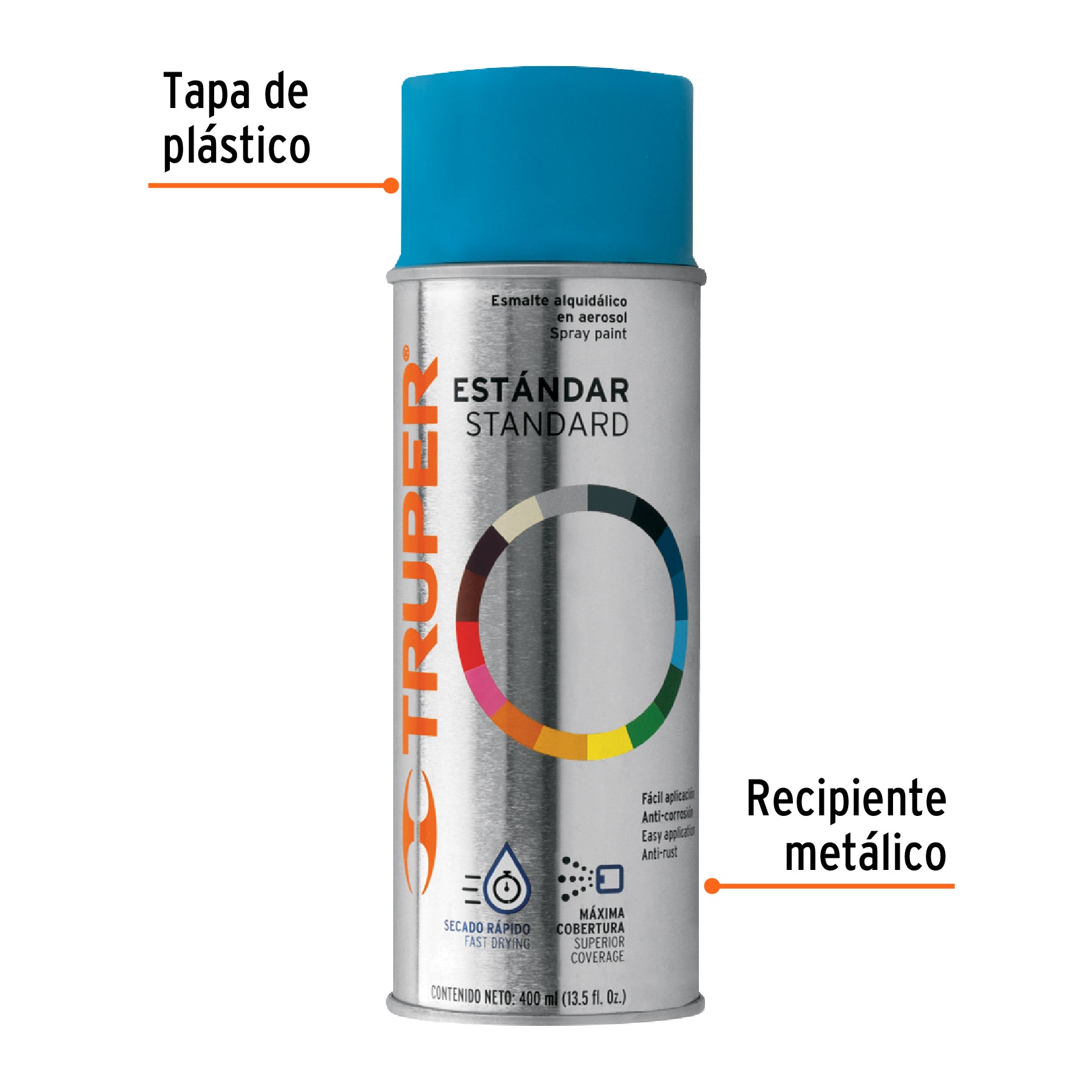 Pintura en aerosol, azul, bote tradicional, 400 ml, 102824