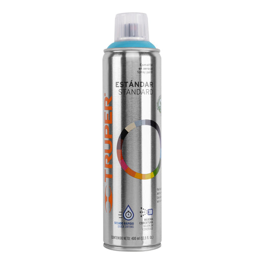 Pintura en aerosol, azul, bote esbelto, 400 ml, Truper Caja con 4, 19039