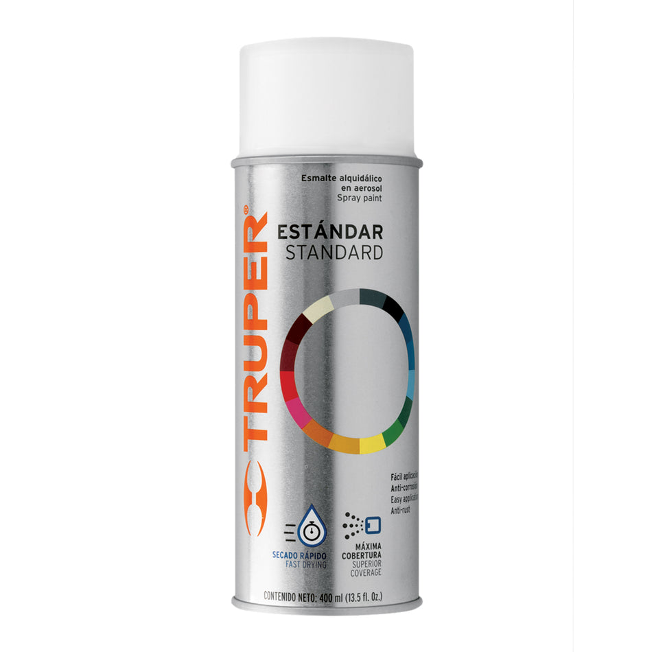 Pintura en aerosol, blanco brillante, bote tradicional,400ml Caja con 6, 102808
