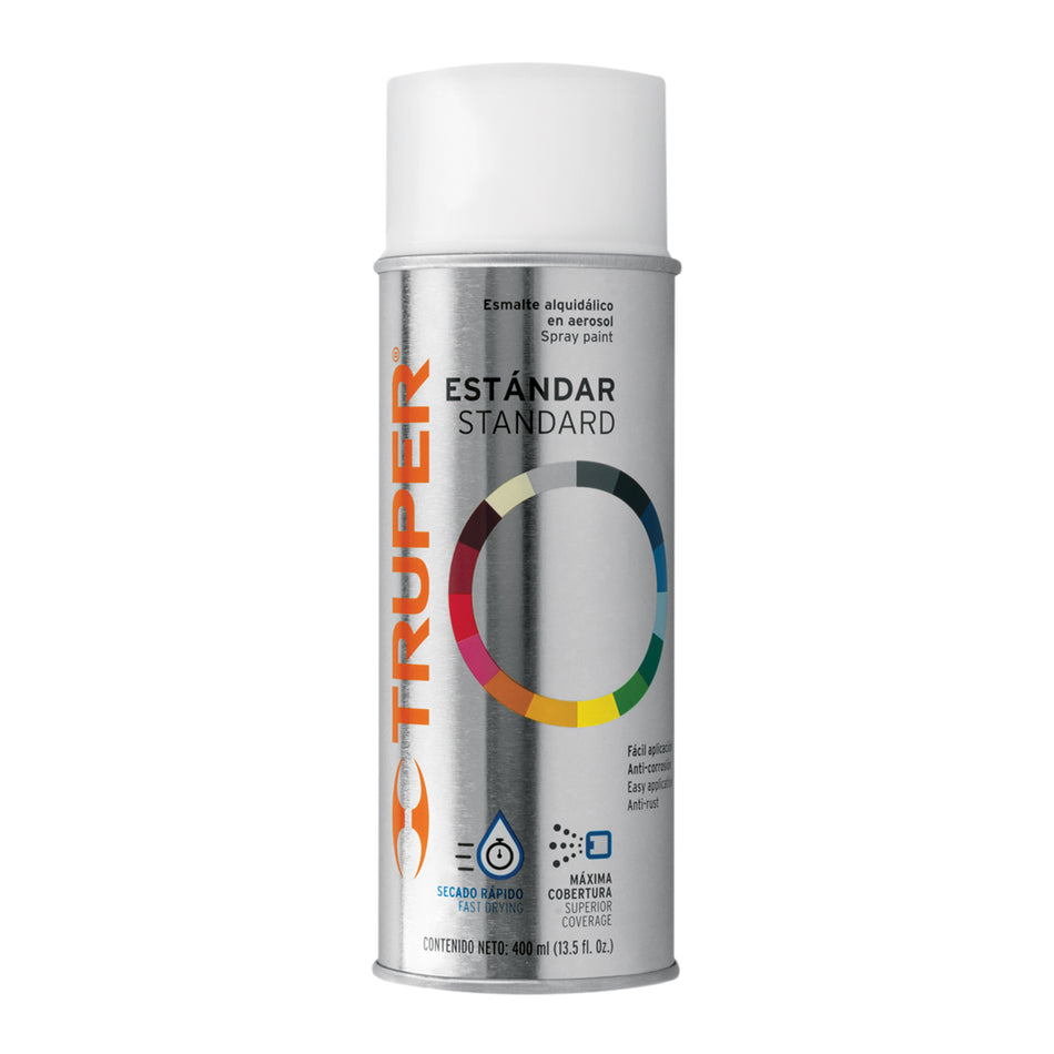 Pintura en aerosol, blanco mate, bote tradicional, 400 ml Caja con 6, 102820