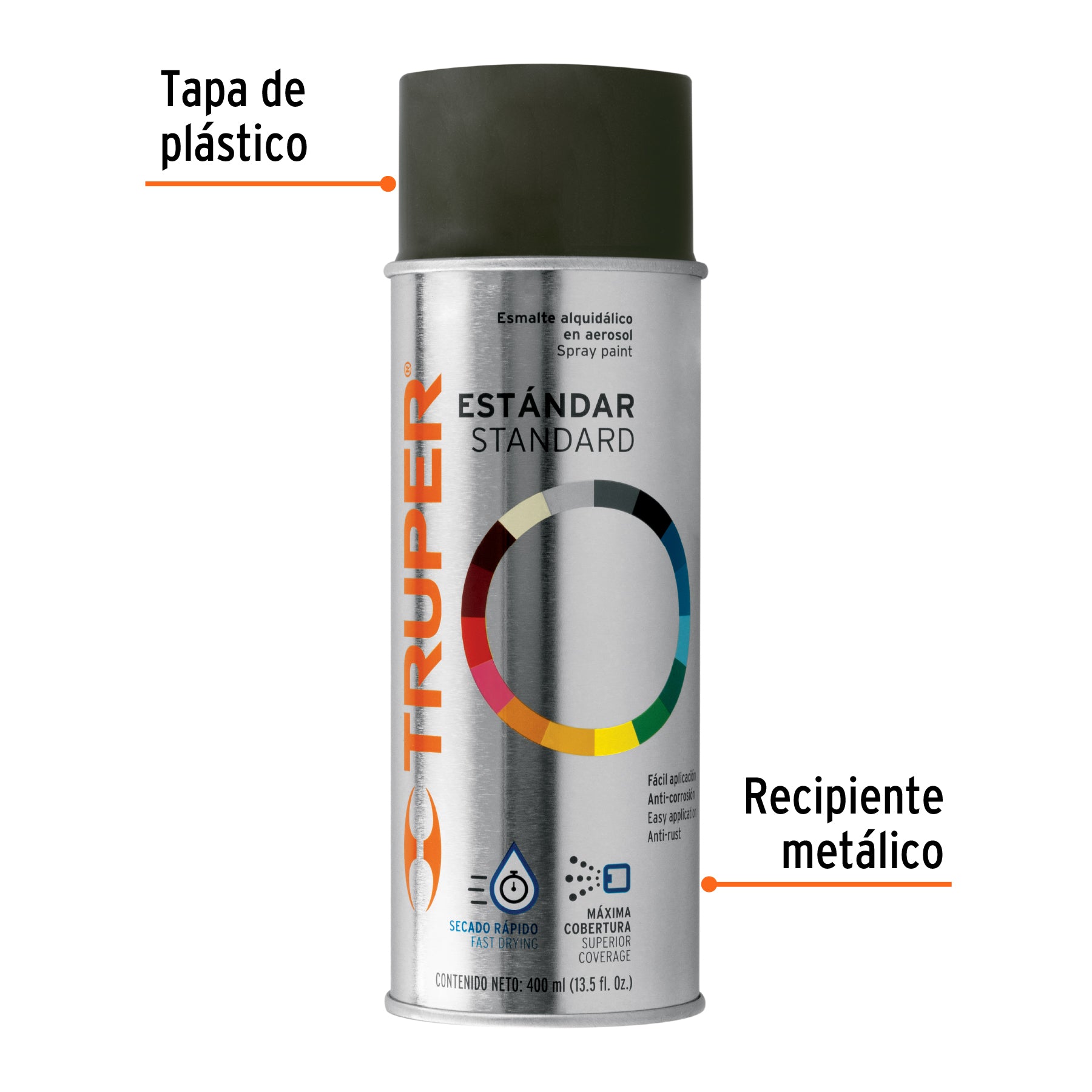 Pintura en aerosol, café anodizado, bote tradicional, 400 ml, 102806