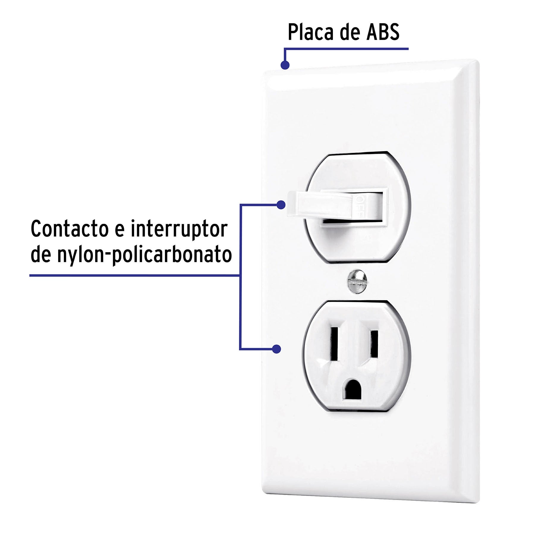 Placa armada interruptor y contacto, línea Standard, blanco, 45950