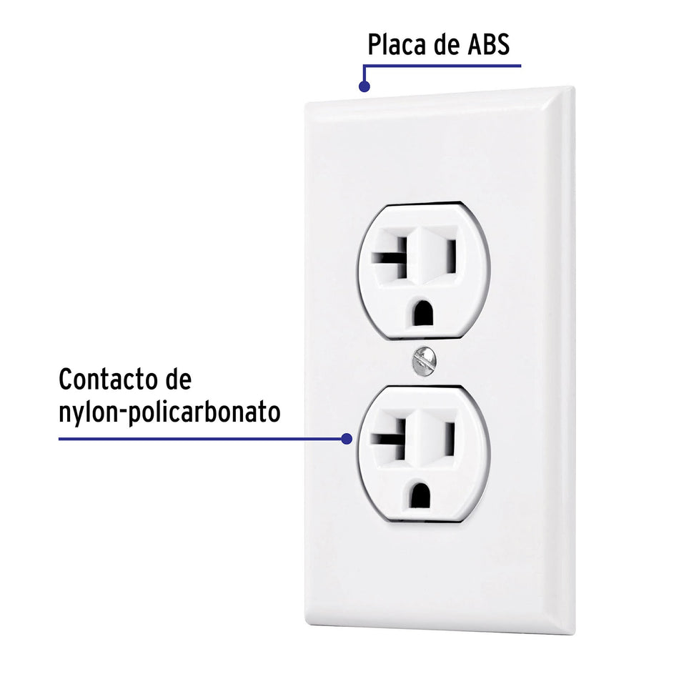 Placa armada contacto dúplex,2 polos, línea Standard, blanco Caja con 3, 45951