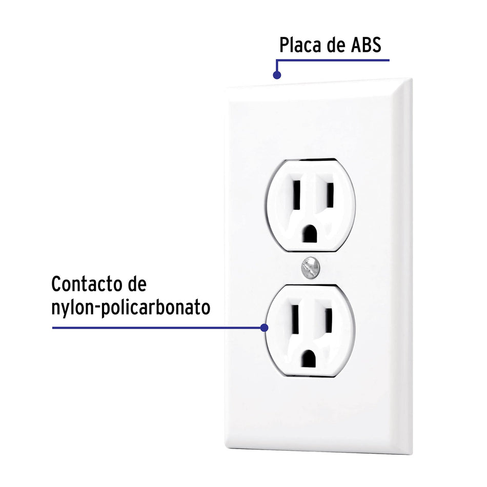 Placa armada 2 contactos polarizados, línea Standard, blanco Caja con 3, 45954
