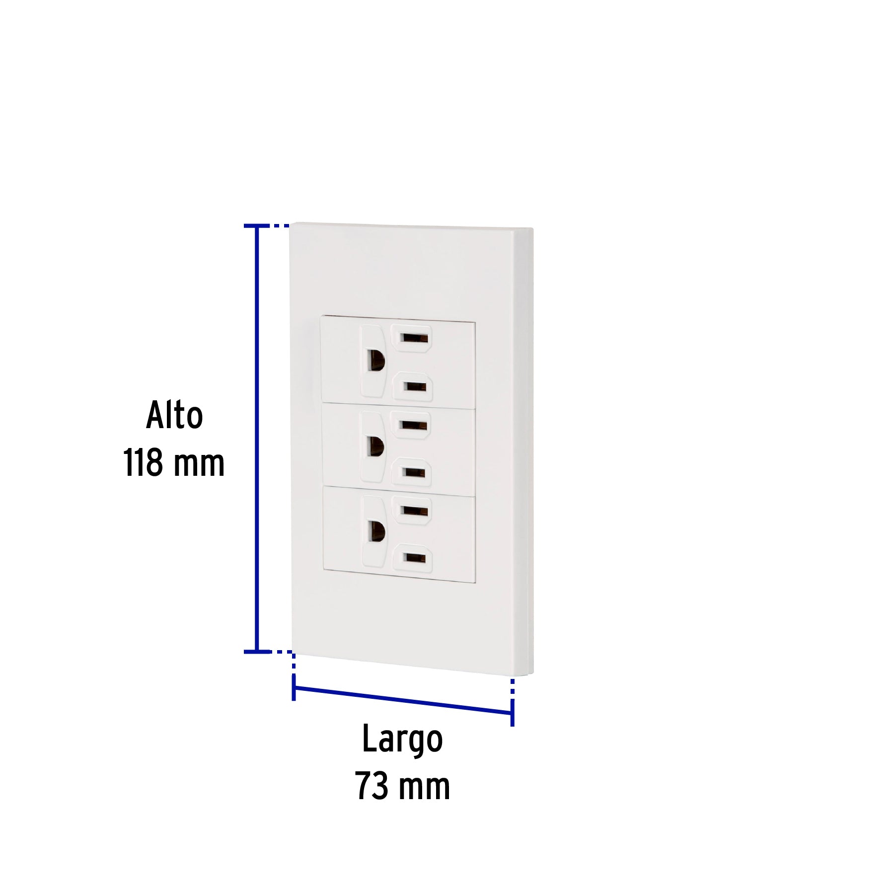 Placa armada 3 contactos, 1 módulo, Española, blanco, 45598