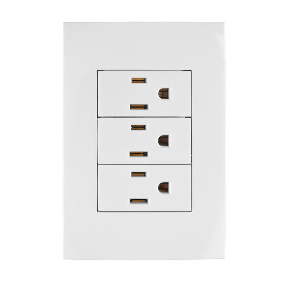 Placa armada 3 contactos aterrizados, línea Oslo, blanco Caja con 3, 46491