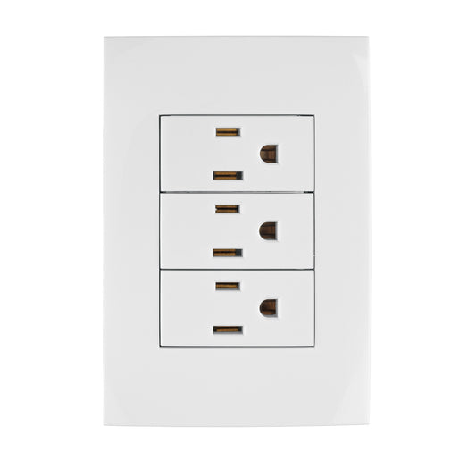 Placa armada 3 contactos aterrizados, línea Oslo, blanco Caja con 3, 46491