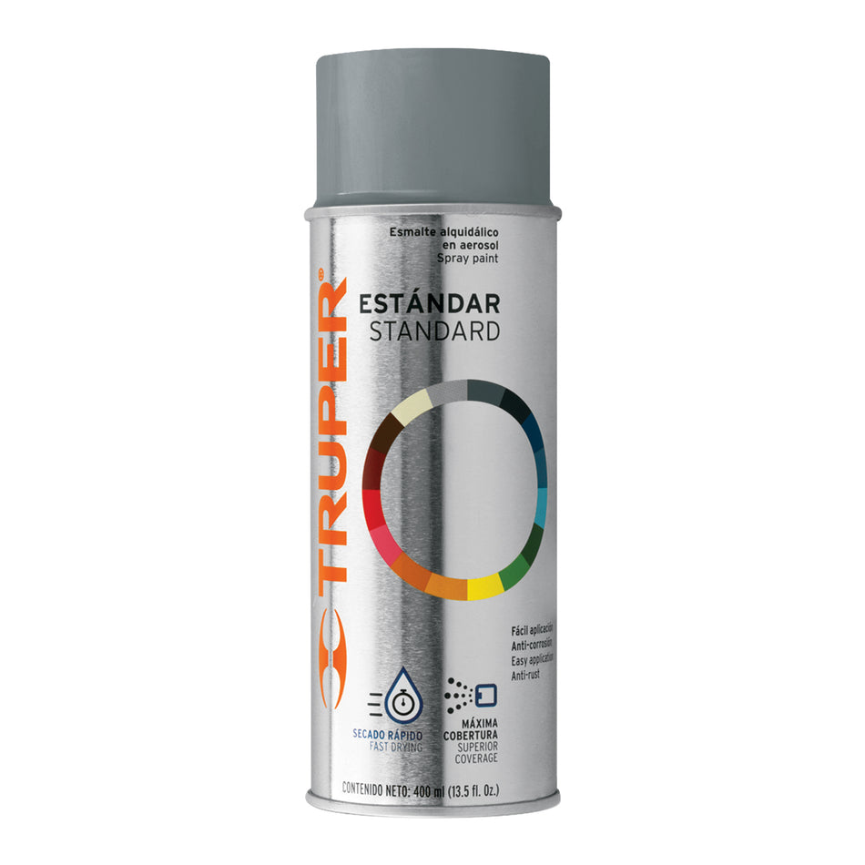 Pintura en aerosol, gris acero, bote tradicional, 400 ml Caja con 6, 102803