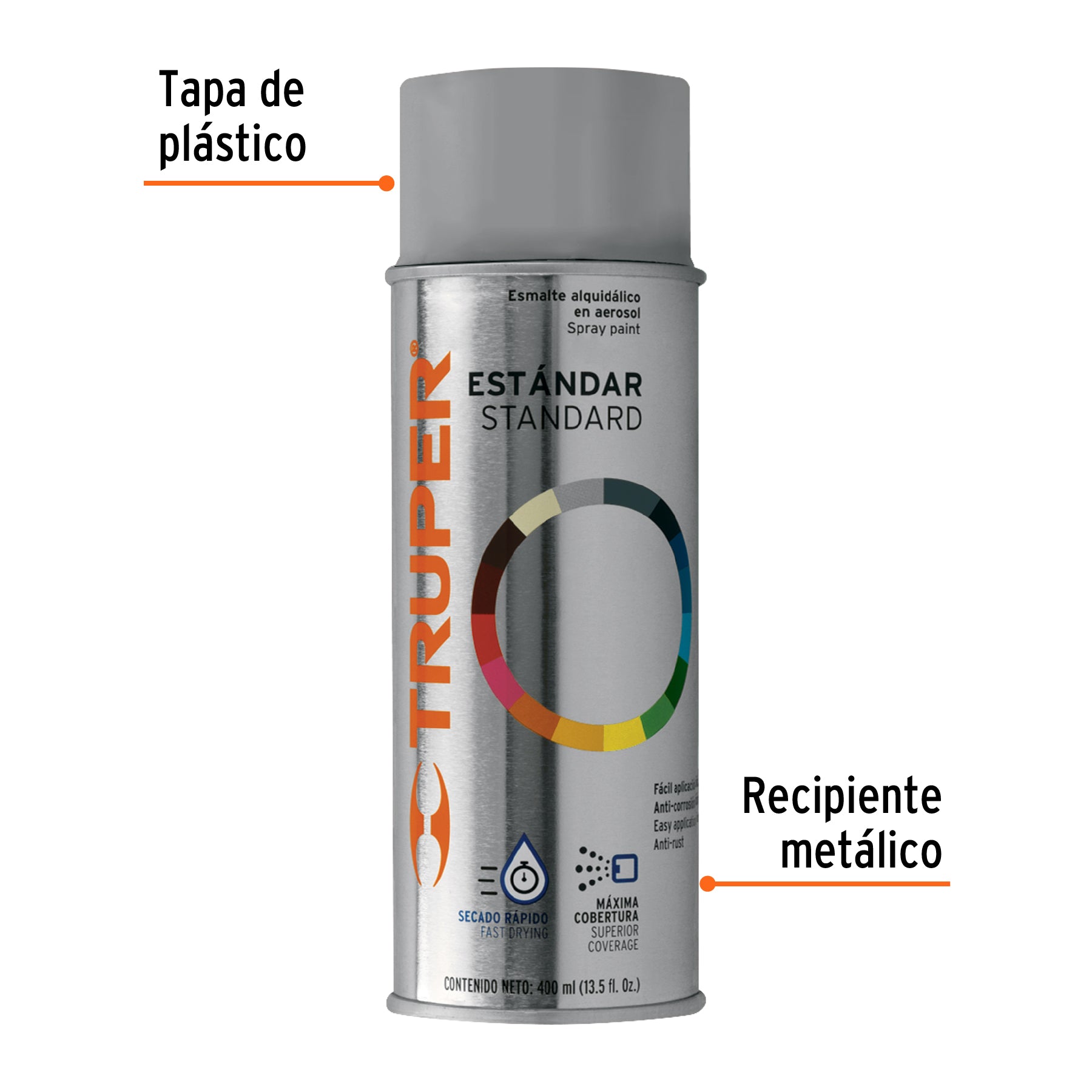 Pintura en aerosol, gris claro, bote tradicional, 400 ml, 102830