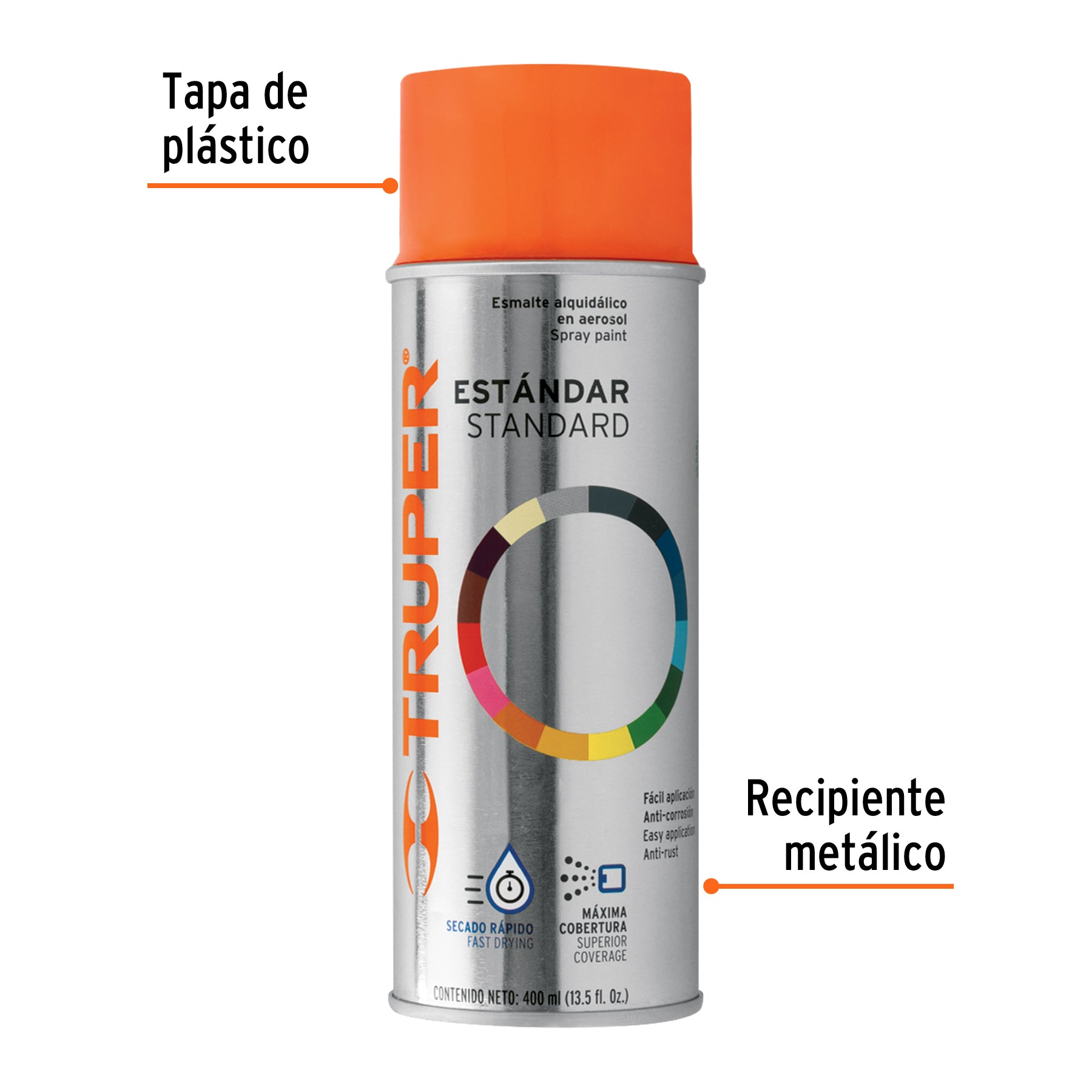 Pintura en aerosol, naranja, bote tradicional, 400 ml, 102822