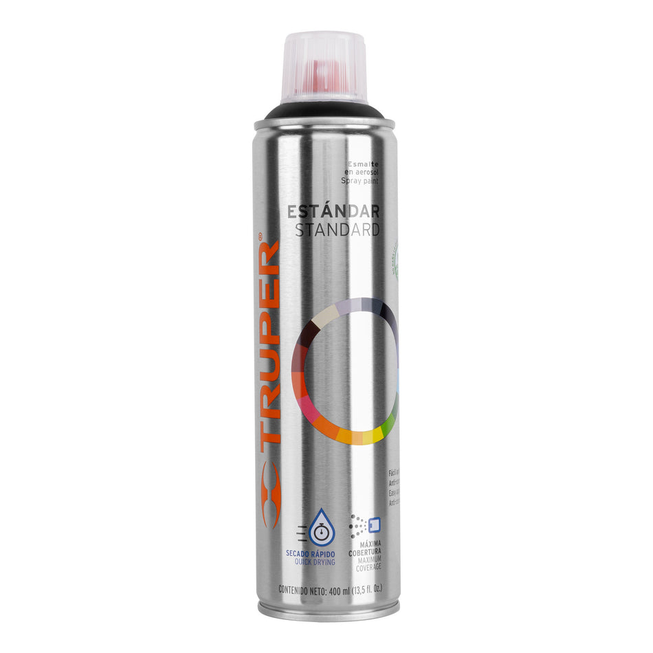 Pintura en aerosol, negro mate, bote esbelto, 400 ml Caja con 12, 19033