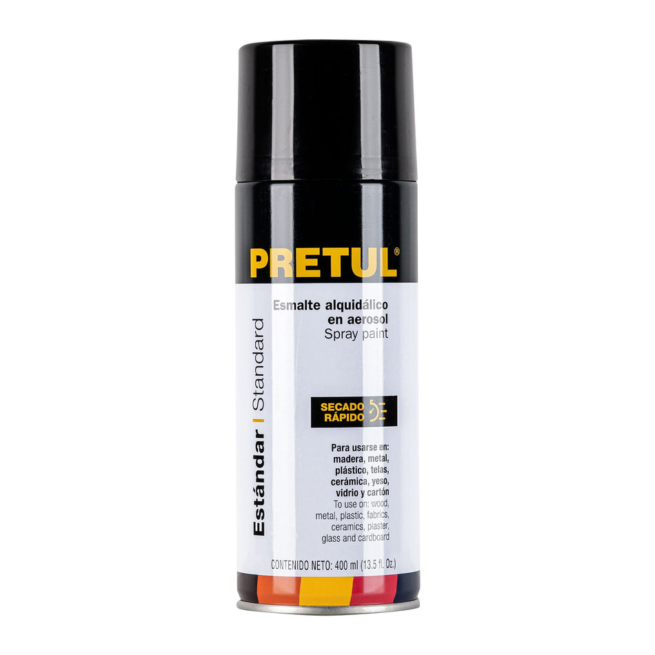 Pintura en aerosol, negro satín, 400 ml, Pretul Caja con 4, 27183