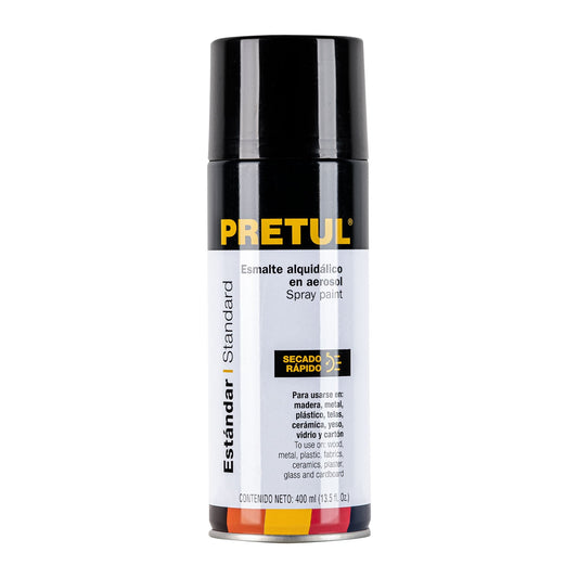 Pintura en aerosol, negro satín, 400 ml, Pretul Caja con 4, 27183
