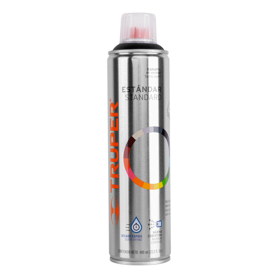 Pintura en aerosol, negro satín, bote esbelto, 400 ml Caja con 8, 19054
