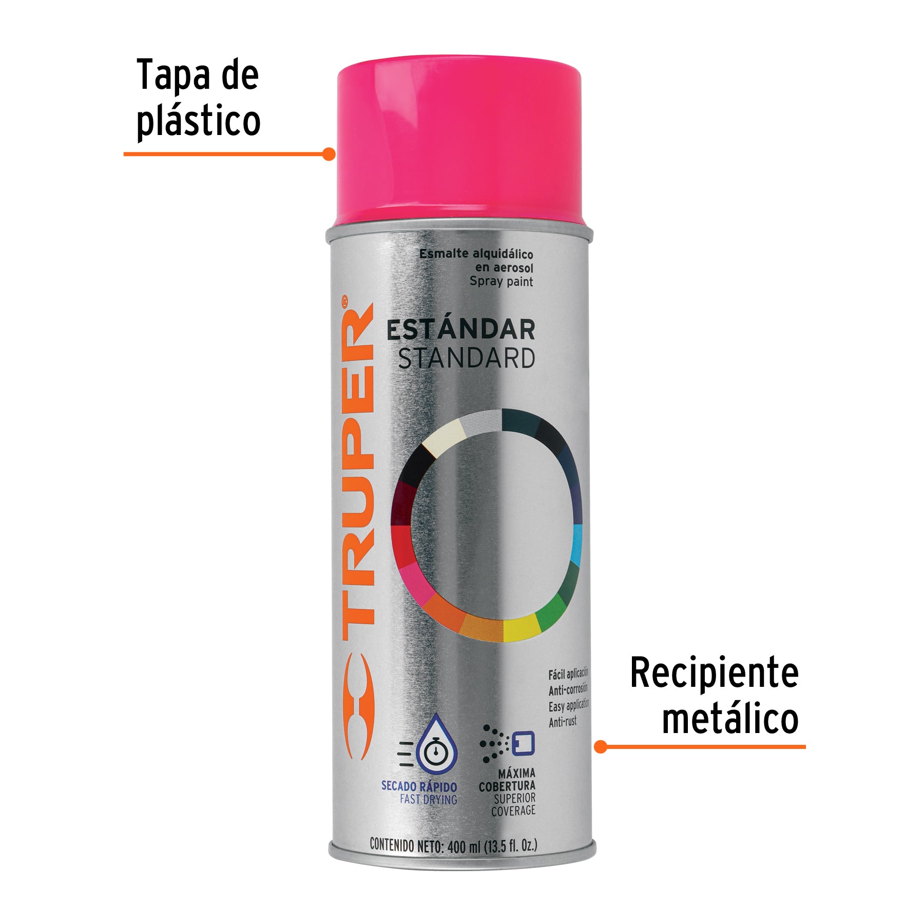 Pintura en aerosol, rosa mexicano, bote tradicional, 400 ml, 102804