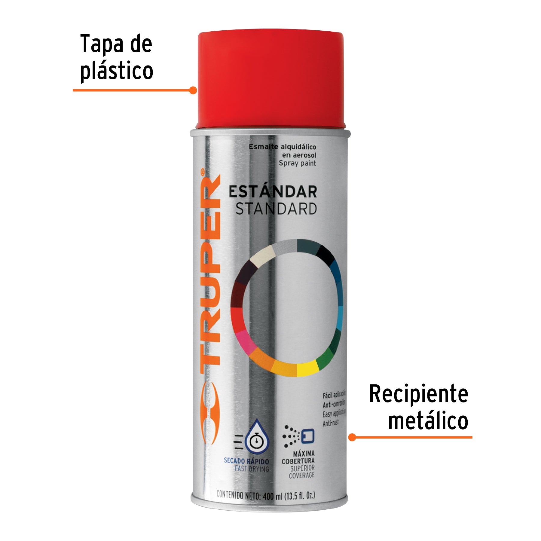 Pintura en aerosol, rojo seguridad, bote tradicional, 400 ml, 102802