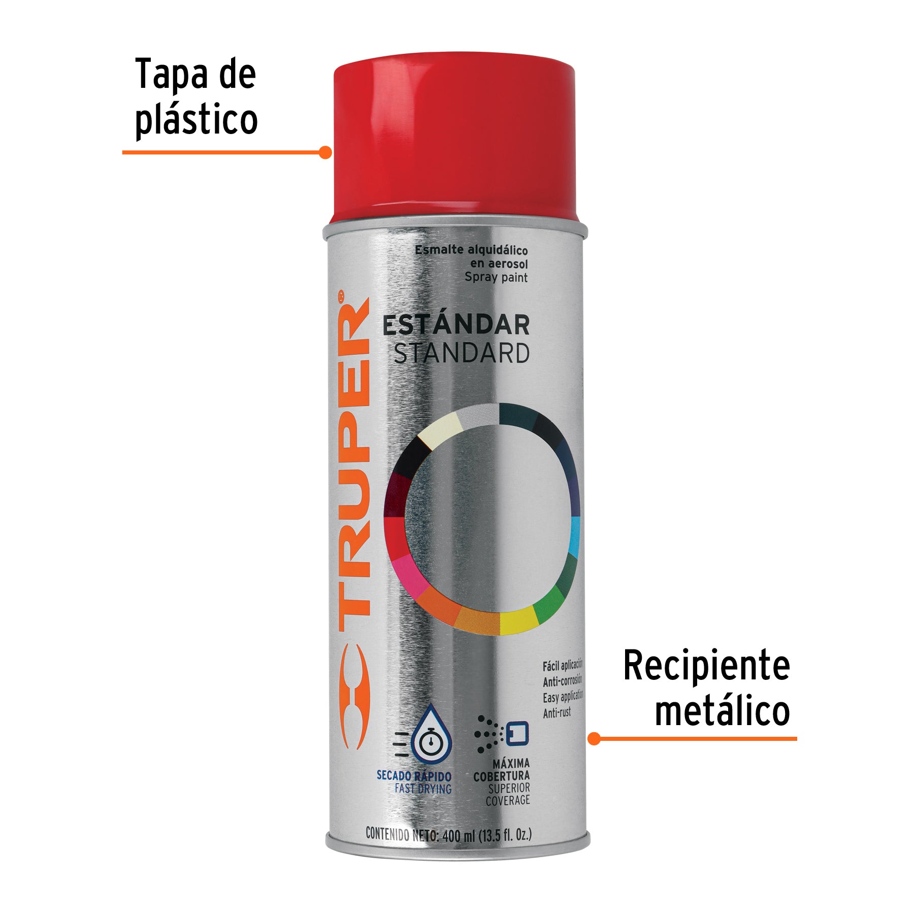 Pintura en aerosol, rojo taxi, bote tradicional, 400 ml, 102839