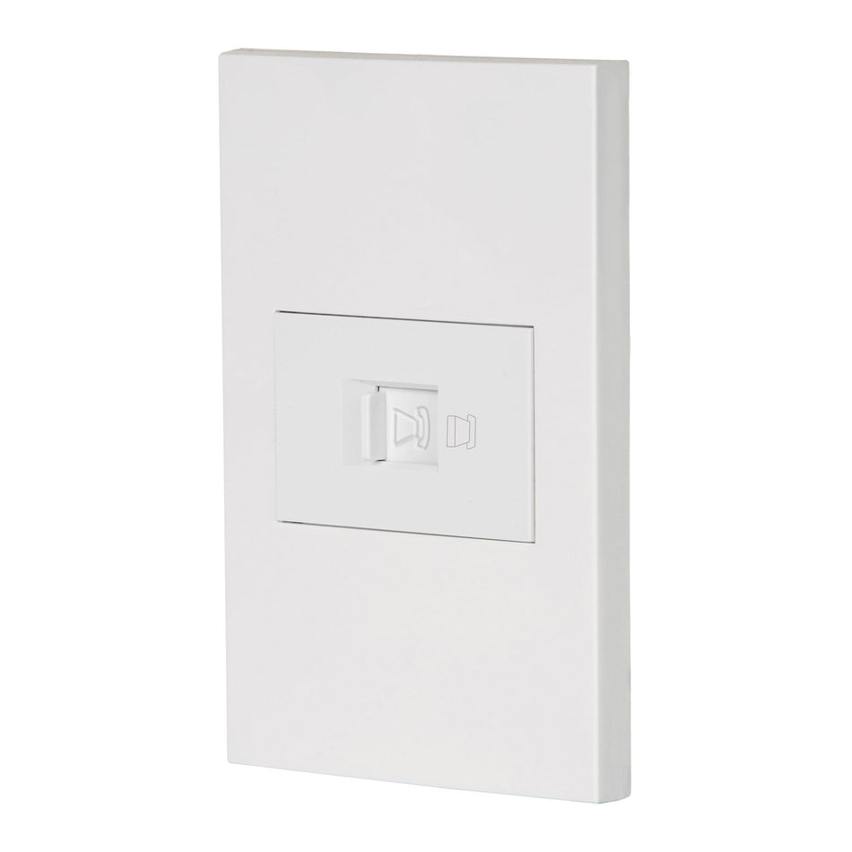 Placa armada 1 toma para teléfono, 1.5 mod, Española, blanco Caja con 3, 45607