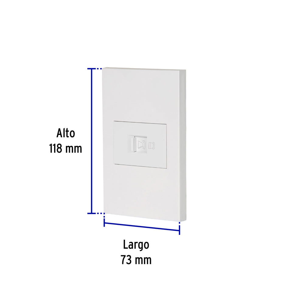 Placa armada 1 toma para teléfono, 1.5 mod, Española, blanco Caja con 3, 45607