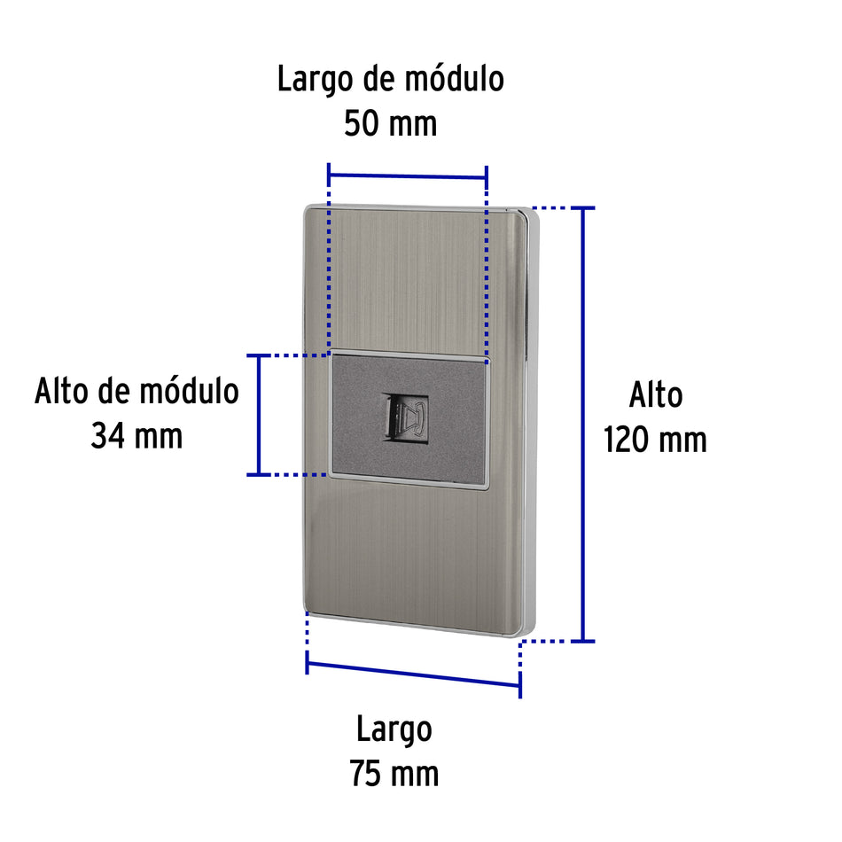 Placa armada acero inox 1 toma para teléfono 1.5 mód, Lisboa Caja con 3, 47844