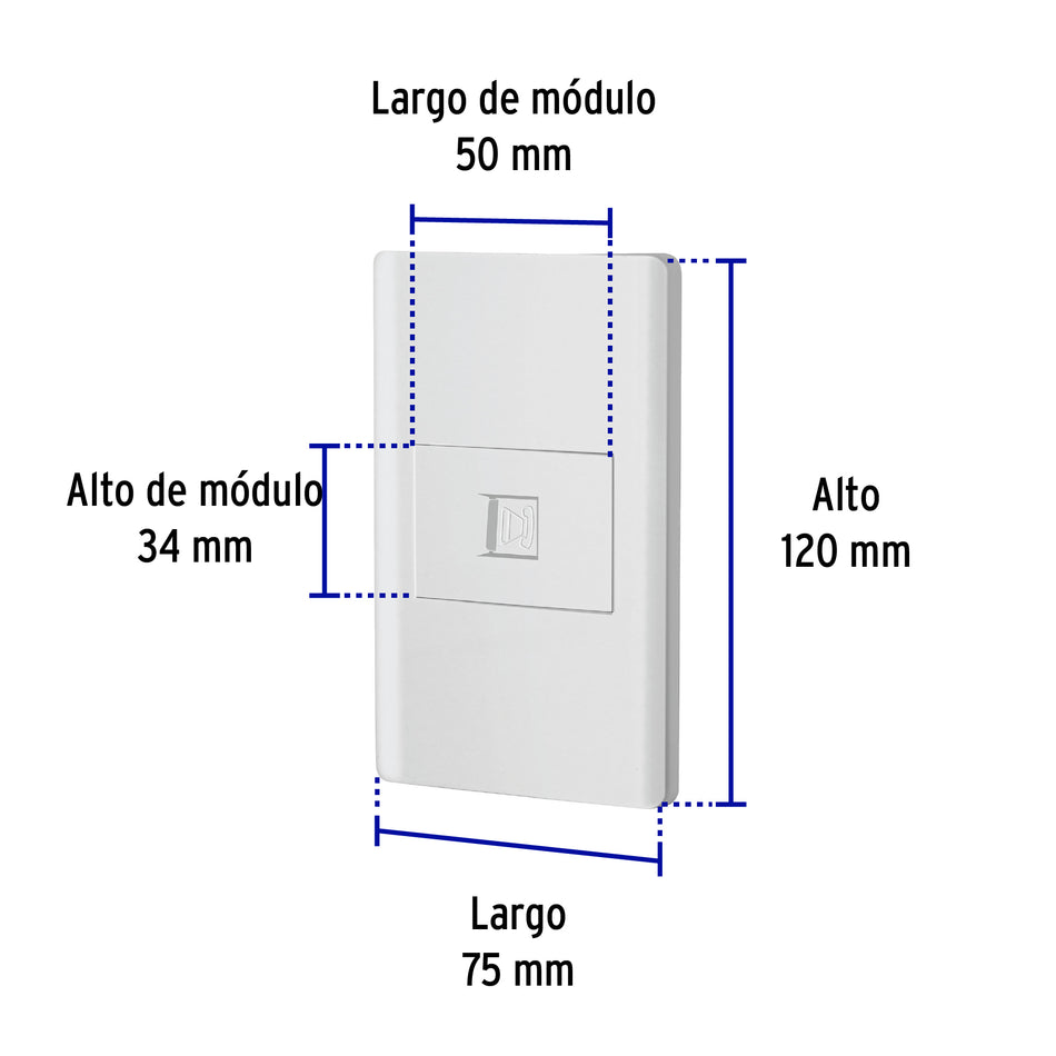 Placa armada blanca 1 toma para teléfono 1.5 mód, Lisboa Caja con 3, 47964