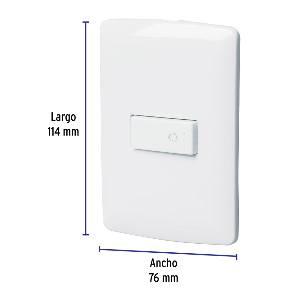 Placa armada con timbre, blanco, línea Italiana., Volteck Caja con 3, 46465