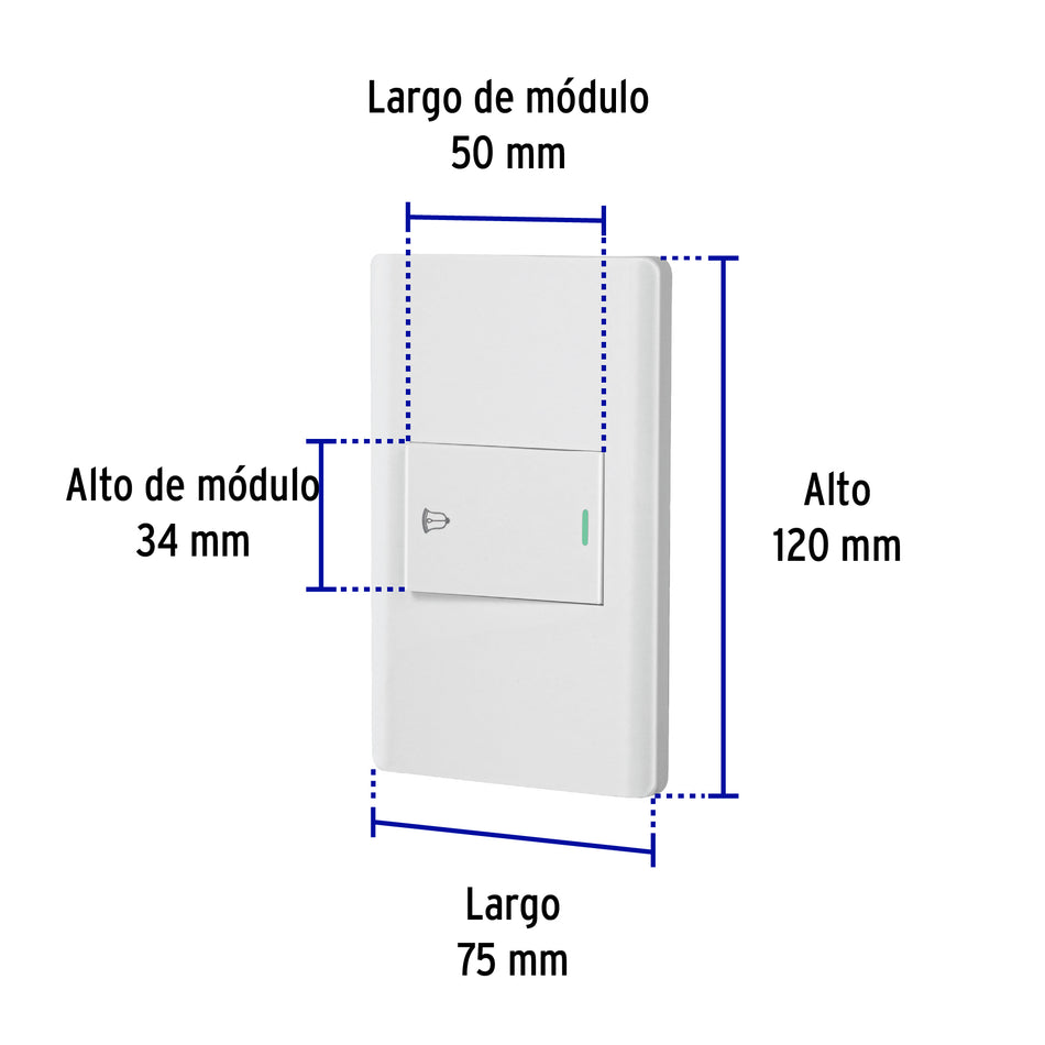 Placa armada blanca 1 interruptor de timbre 1.5 mód, Lisboa Caja con 3, 47963