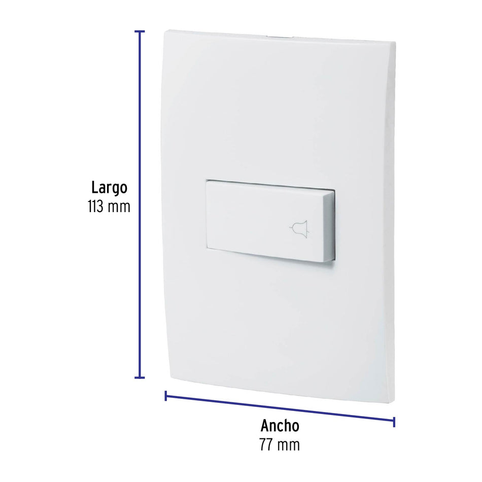 Placa armada con timbre, línea Oslo, color blanco, Volteck Caja con 3, 46498