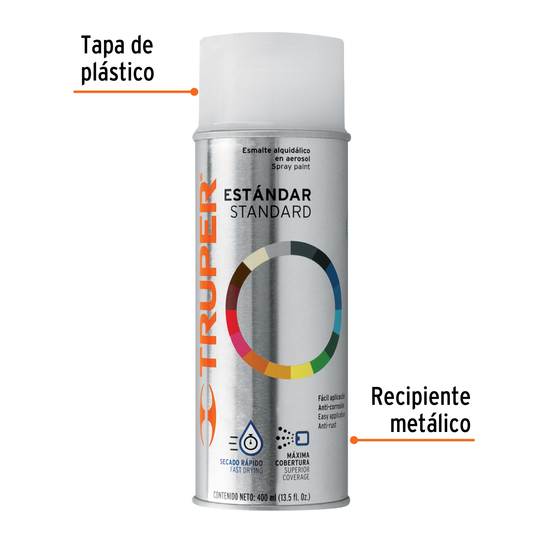 Pintura en aerosol, transparente brillante, bote trad, 400ml, 102821