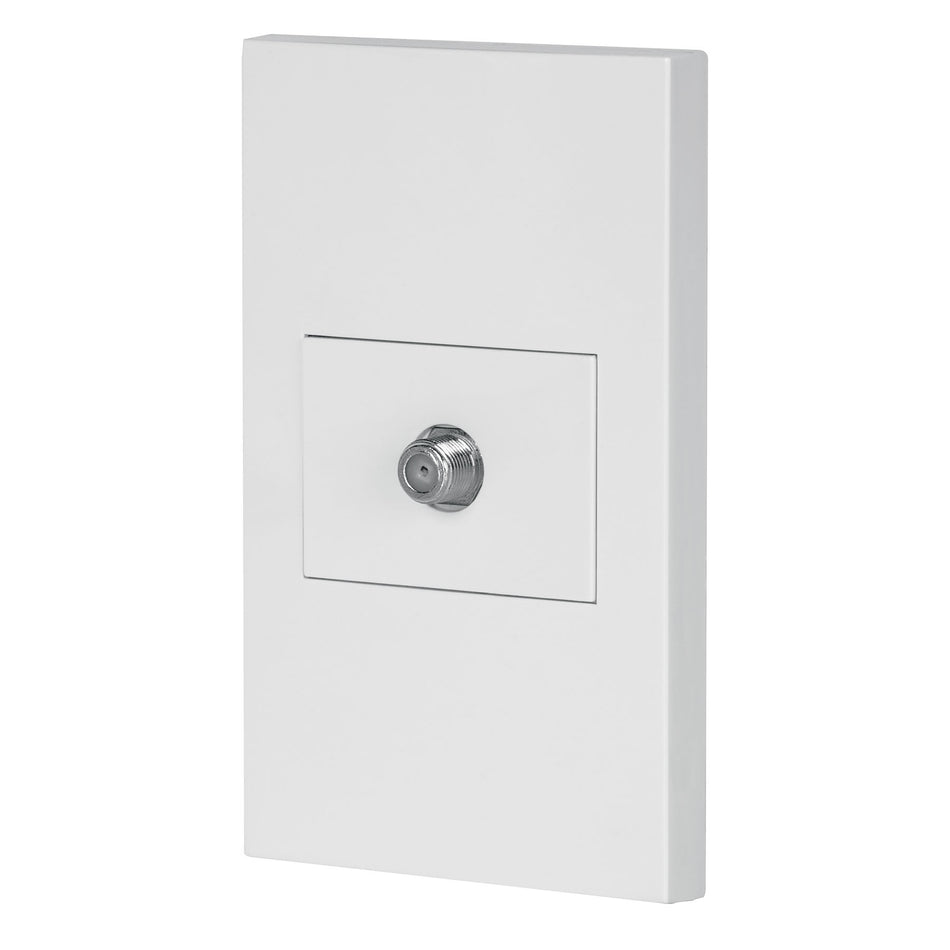 Placa armada 1 toma de TV, 1.5 módulos, Española, blanco Caja con 3, 45605
