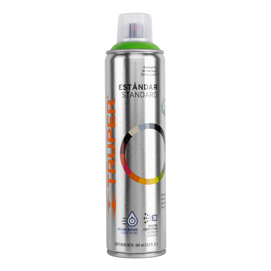 Pintura en aerosol, verde manzana, bote esbelto, 400 ml Caja con 4, 19046