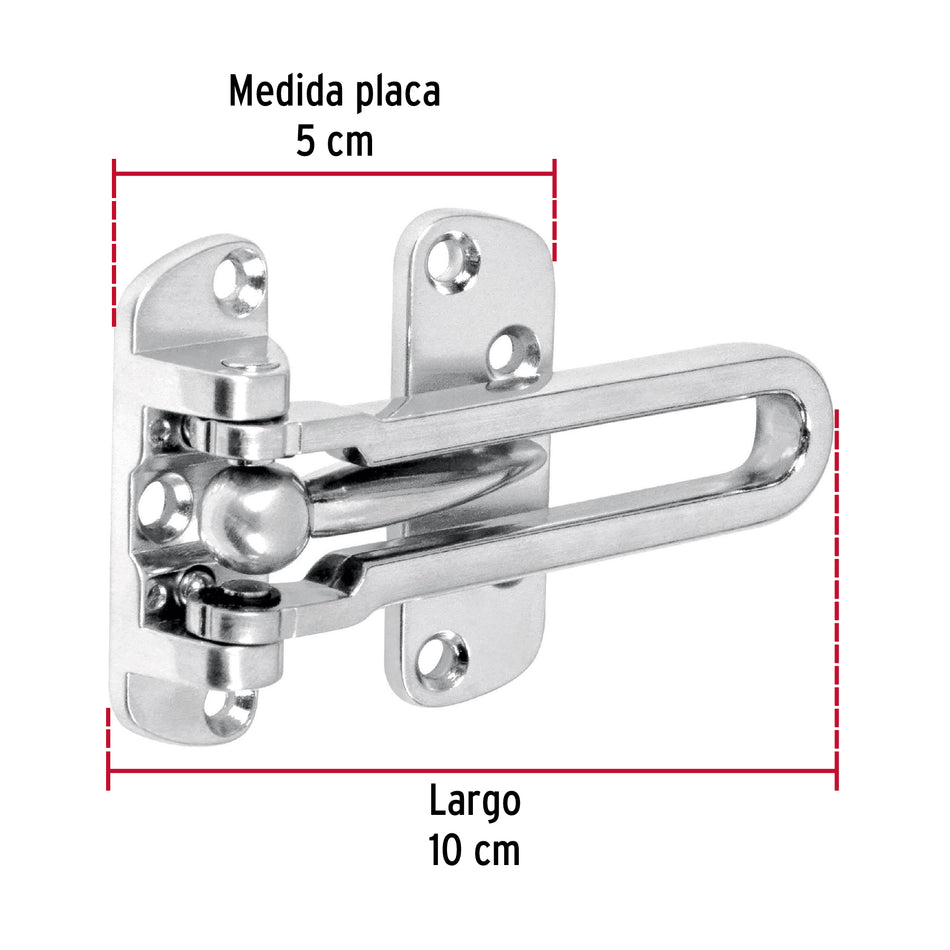 Pasador abatible para puerta, acabado cromo mate, Hermex Caja con 6, 43703