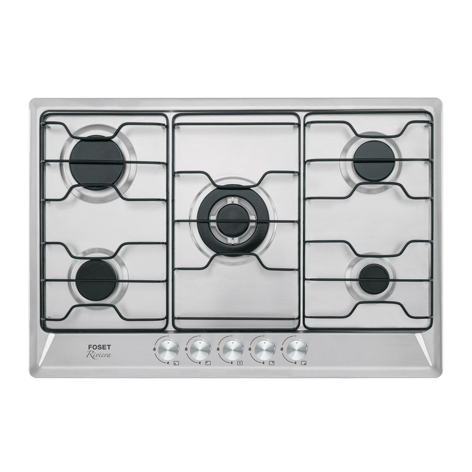 Parrilla gas empotrable 75cm, 5 quem, inox, esmalte, Foset, 45507