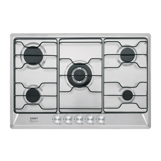 Parrilla gas empotrable 75cm, 5 quem, inox, esmalte, Foset, 45507