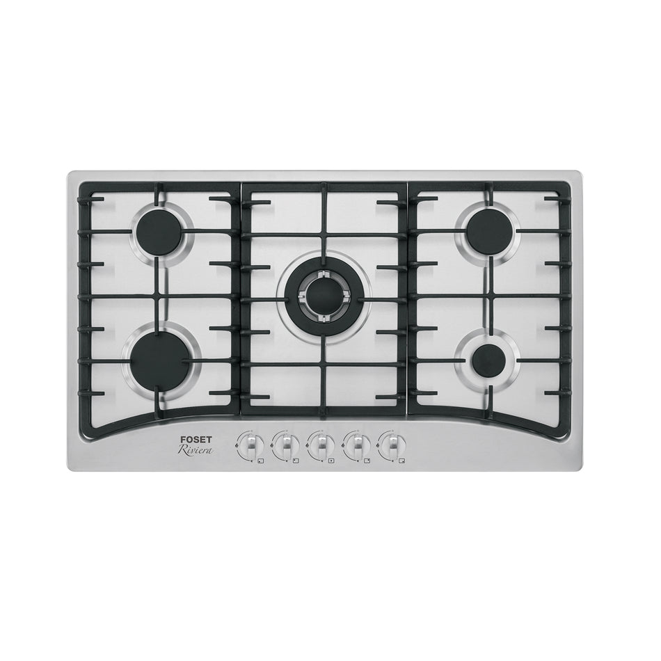 Parrilla gas empotrable 90cm, 5 quem, acero inox, Riviera, 48407
