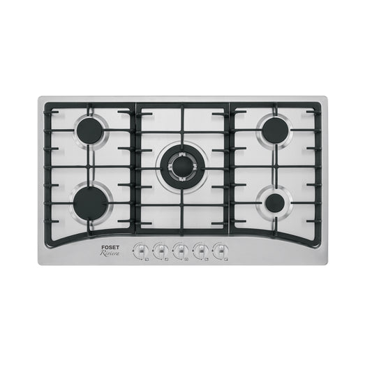 Parrilla gas empotrable 90cm, 5 quem, acero inox, Riviera, 48407