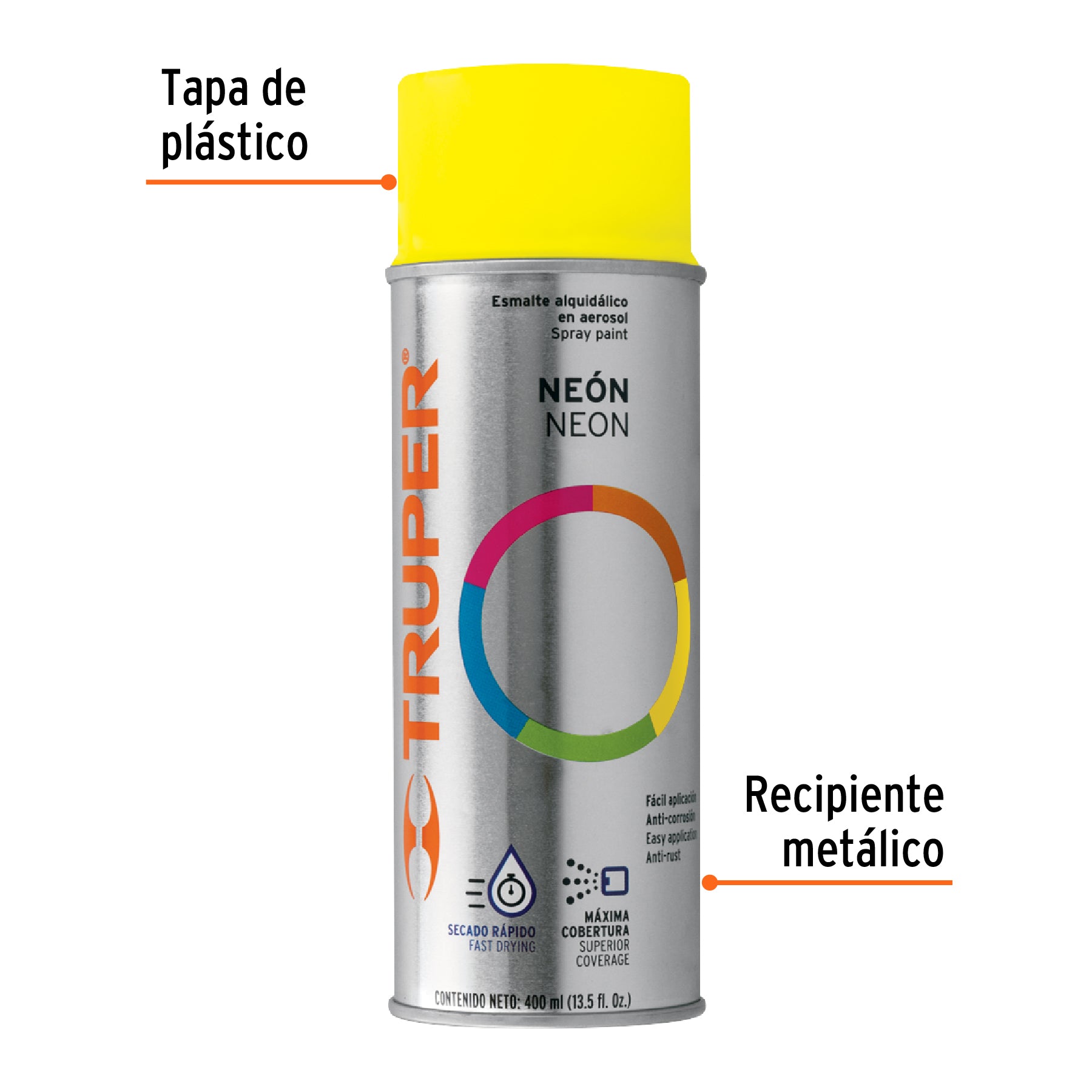 Pintura en aerosol, amarillo neón, bote tradicional, 400 ml, 102848