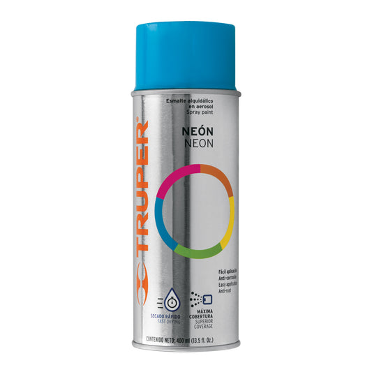 Pintura en aerosol, azul neón, bote tradicional, 400 ml Caja con 6, 102847