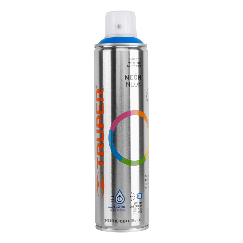 Pintura en aerosol, azul neón, bote esbelto, 400 ml Caja con 4, 12061