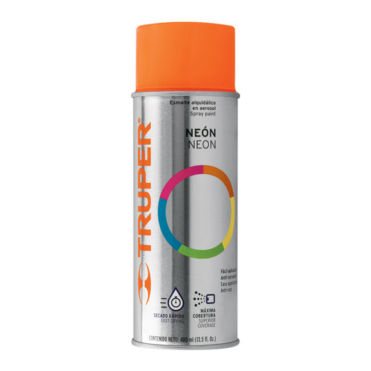 Pintura en aerosol, naranja neón, bote tradicional, 400 ml Caja con 6, 102849