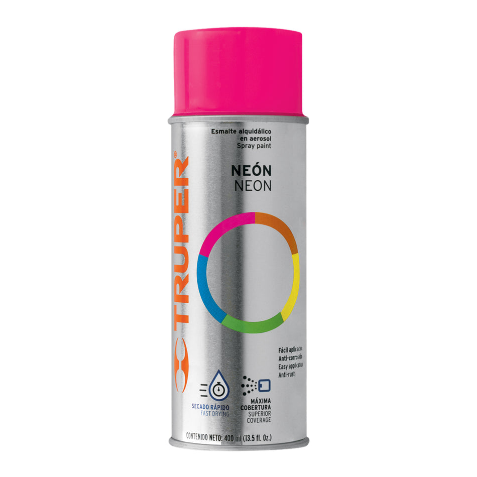 Pintura en aerosol, rosa neón, bote tradicional, 400 ml Caja con 6, 102851