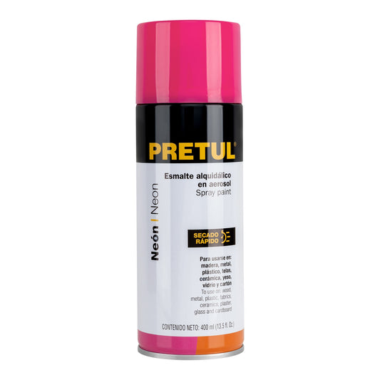Pintura en aerosol, rosa neón, 400 ml, Pretul Caja con 4, 27006