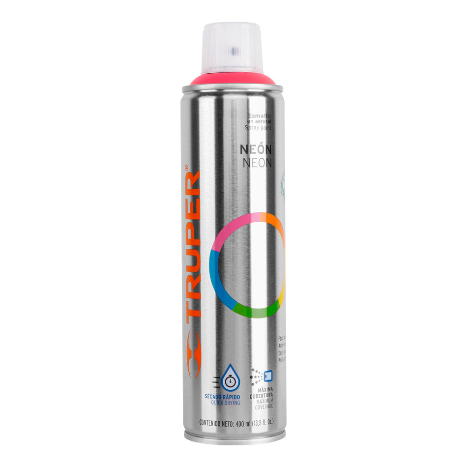 Pintura en aerosol, rosa neón, bote esbelto, 400 ml Caja con 4, 19074