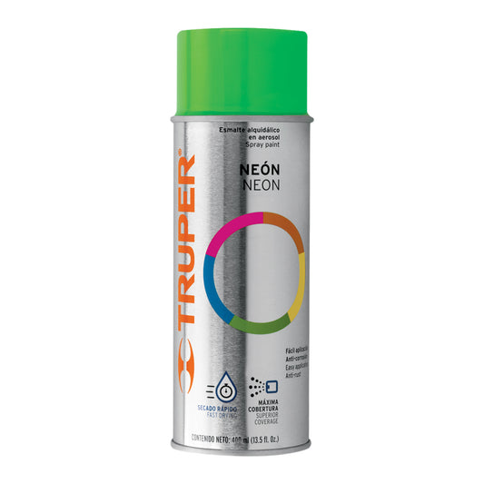 Pintura en aerosol, verde neón, bote tradicional, 400 ml Caja con 6, 102850