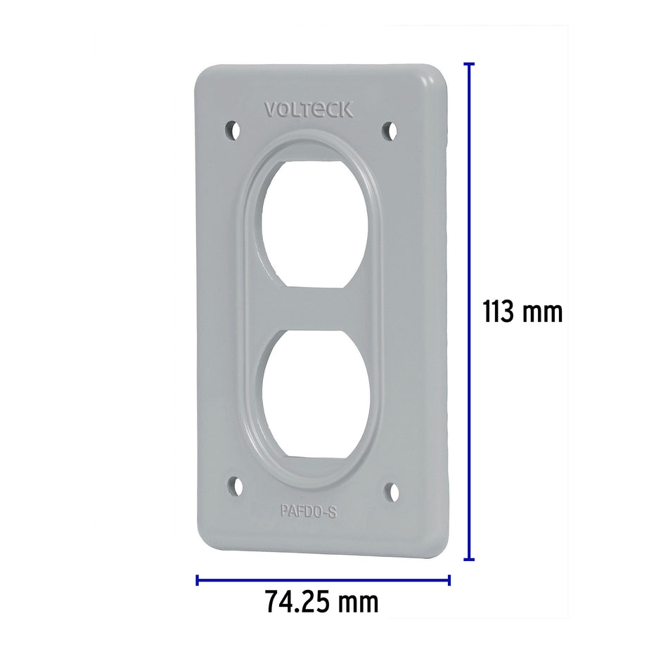 Placa tipo FS, doble, de sobreponer, Volteck Caja con 5, 46430