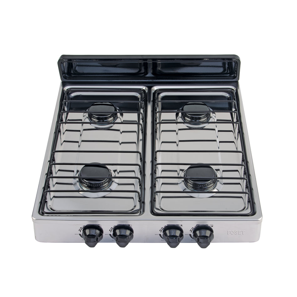 Parrilla de gas de sobreponer 4 quemadores, inox, Foset, 48235