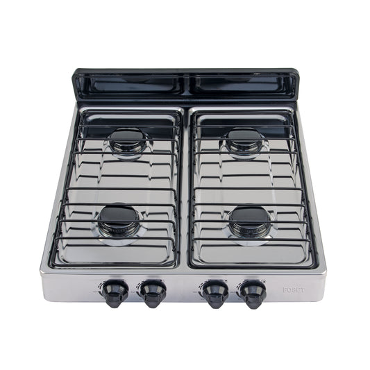 Parrilla de gas de sobreponer 4 quemadores, inox, Foset, 48235