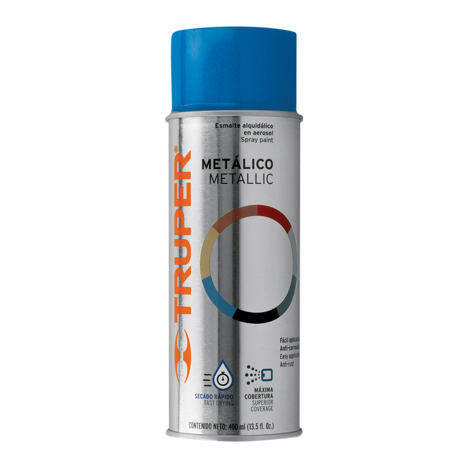 Pintura en aerosol, azul metálico, bote tradicional, 400 ml Caja con 6, 102844